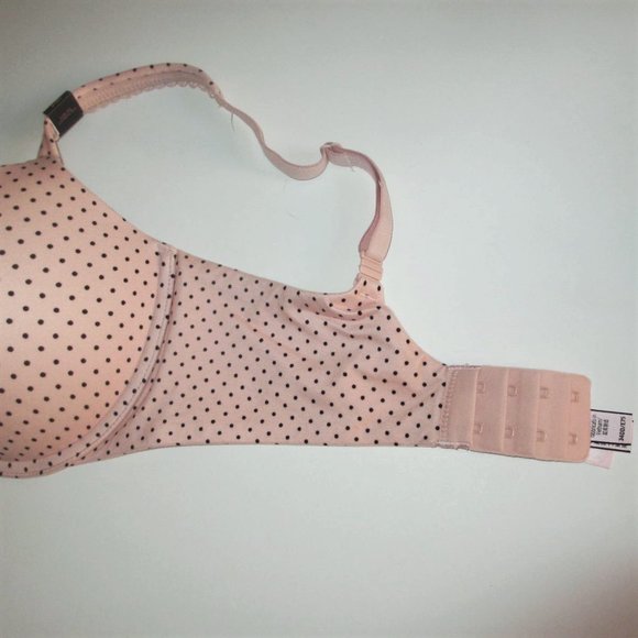 VICTORIA'S SECRET Body Push Up Bra 34DD Padded for sexy lift Peach Black dot - Picture 6 of 8